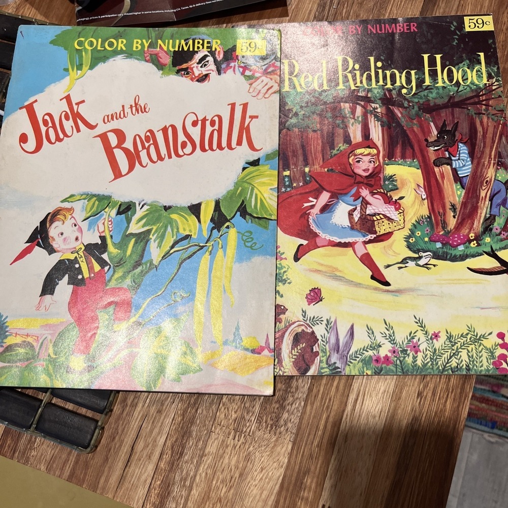 Color by Number COLORING BOOK,  Very Vintage Unused! 1960s Lot Of 2